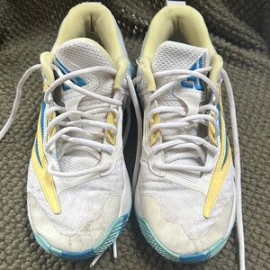 Nike Kids White, Yellow, and Blue Sneakers